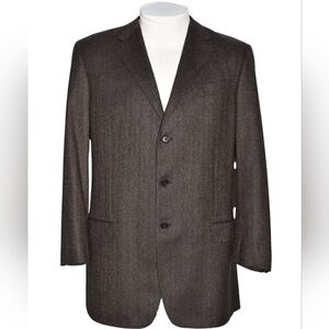 Ermenegildo Zegna Herringbone Brown Blazer Mens Sport Coat Jacket Size 44-L